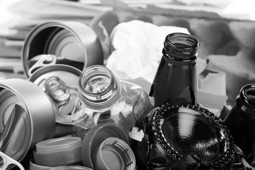 Front view of a commercial waste vehicle arriving for collection