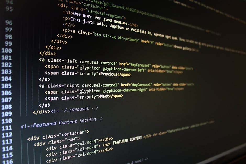 Close-up view of a computer monitor displaying lines of programming code in a text editor. The code features syntax highlighting with keywords and variables in different colors such as green, blue, pi